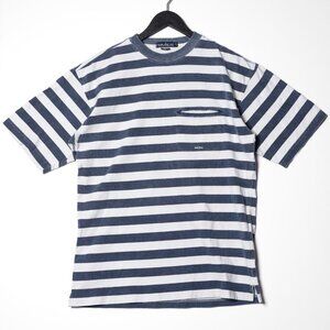 Vintage 90s Nautica Mens Small Striped T Shirt Crew Neck Navy Blue White